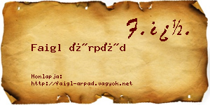 Faigl Árpád névjegykártya
